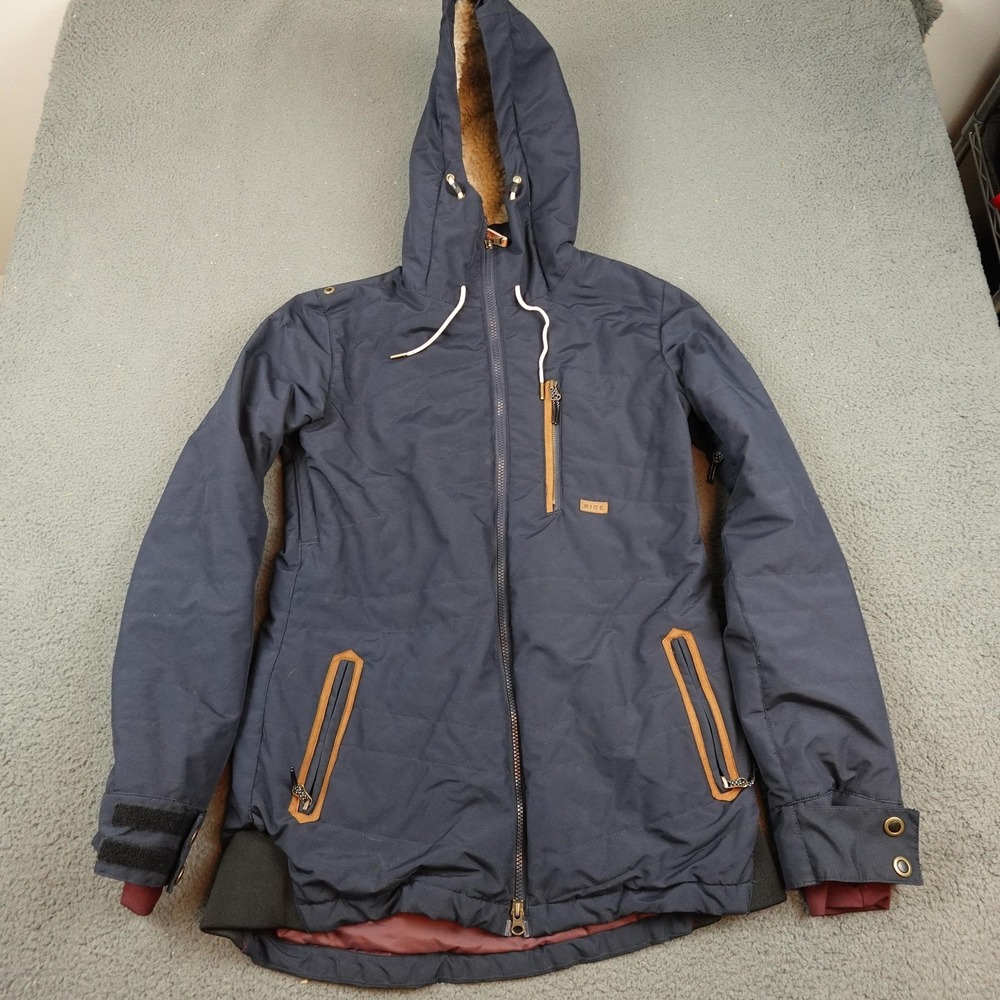 Ride Jacket Mens Medium Blue Hooded Insulated Ski Snowboard Parka Strata HD 10K